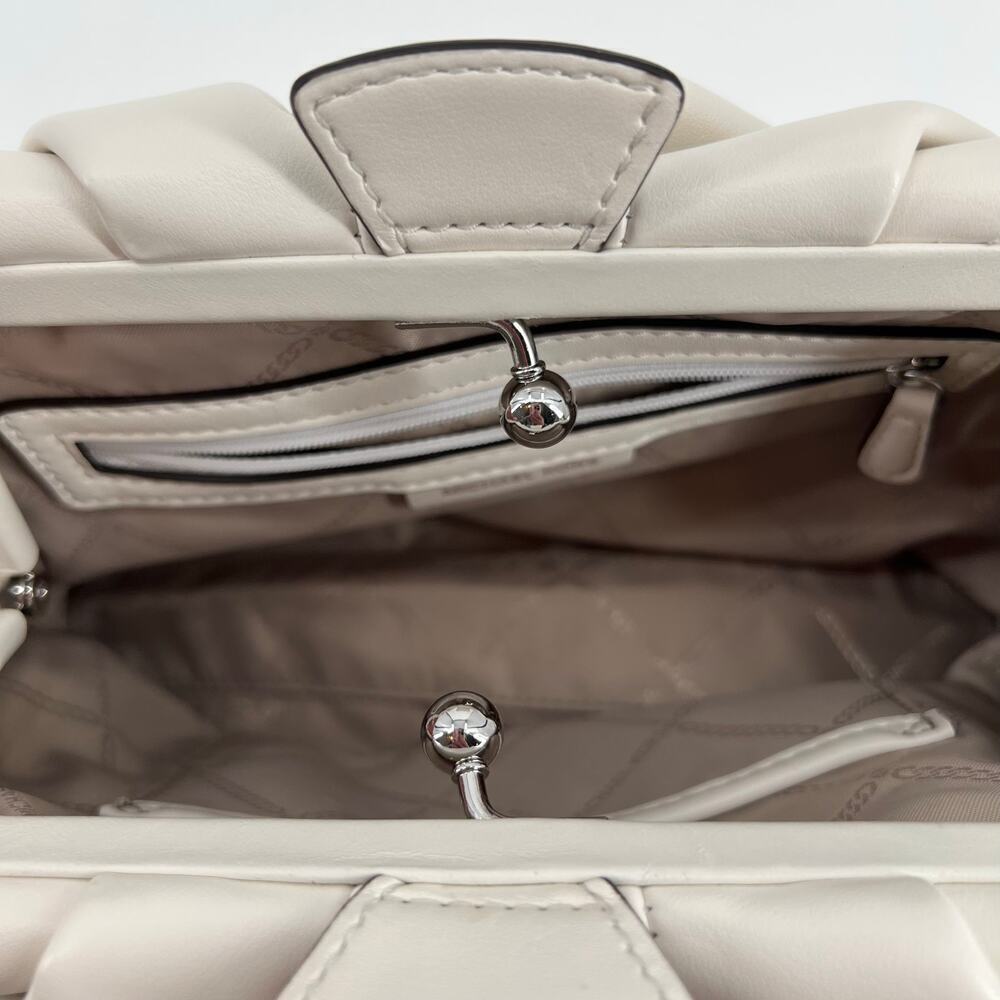 Michael Kors Nola Small Crossbody Bag white silver hardware clasp travel - Picture 6 of 9